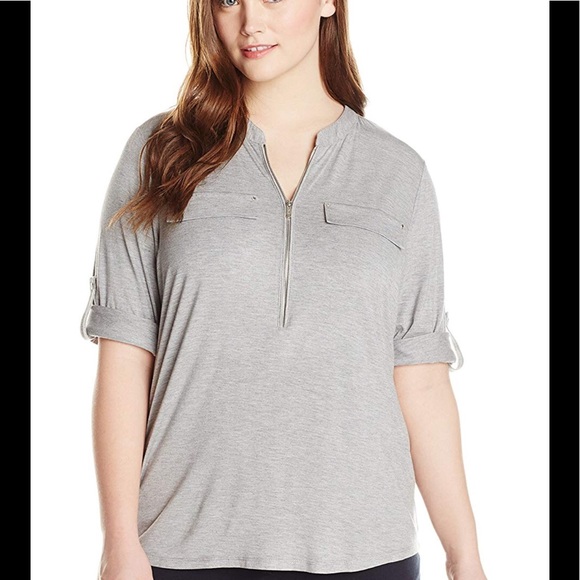 CK Women's Modern Zip Front  Blouse 0X - Picture 2 of 8